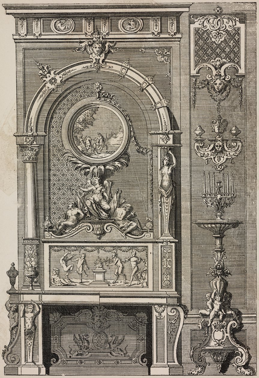 Lareira, de Jean Berain (1640-1711), gravura de Scotin Aine de L