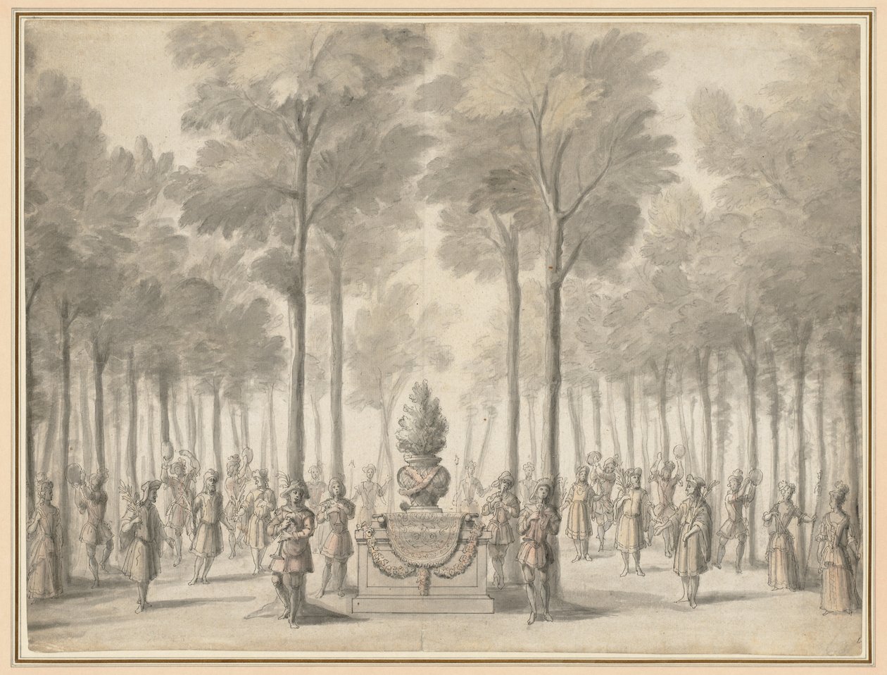 Design para o entretenimento da primeira entrada pastoral do ópera-balé The Muses ..., de Jean I Berain