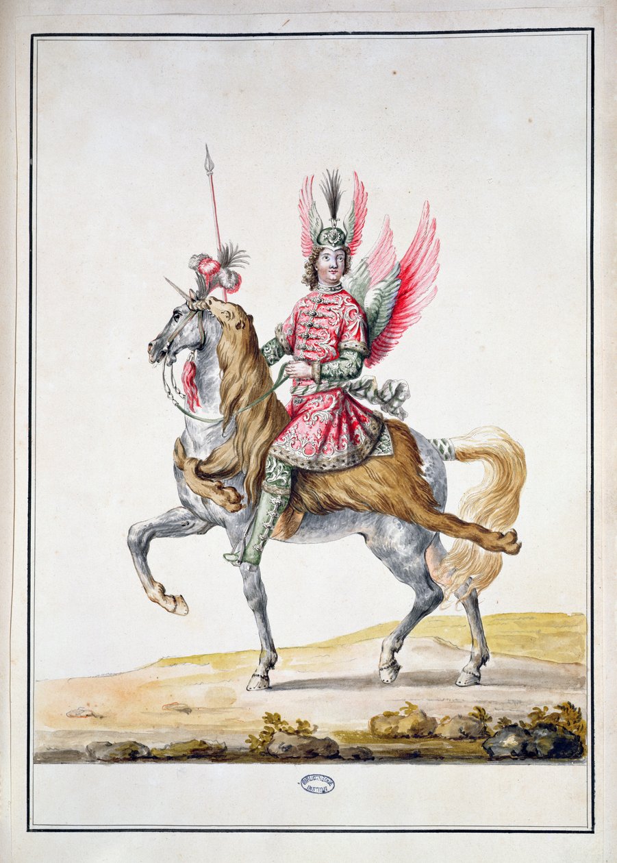 &39;Cavaleiro com asas&39;, figurino para &39;Le Carrousel des Galants Maures&39;, 1686 de Jean I Berain