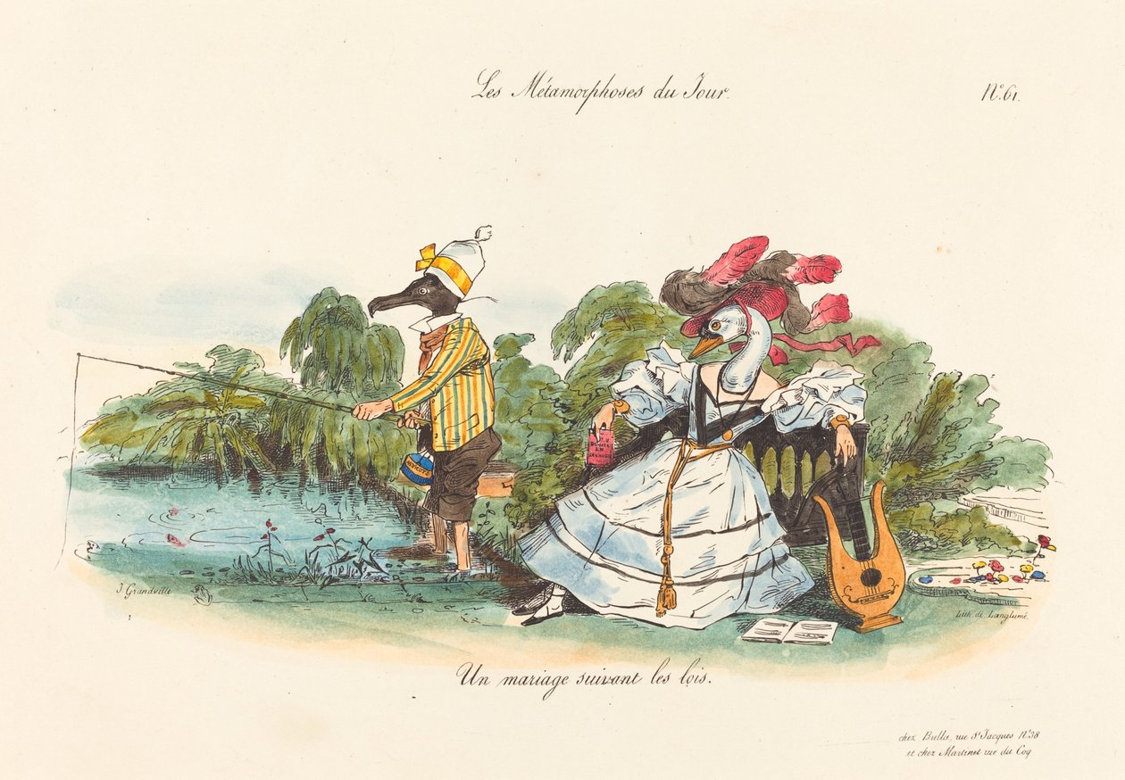Metamorfoses do dia: um casamento convencional de Jean Ignace Isidore Grandville