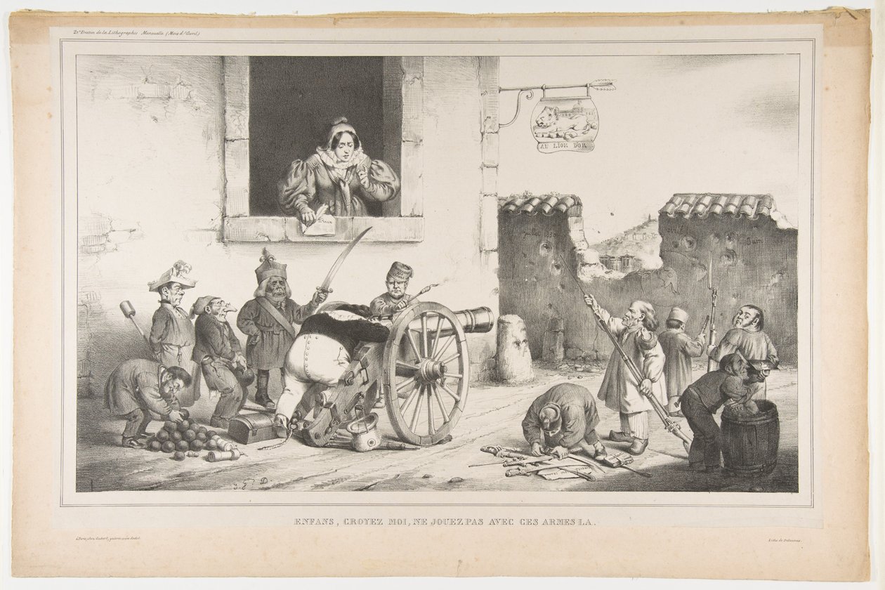 Crianças, obedeçam-me, não brinquem com essas armas, abril de 1834 de Jean Ignace Isidore Gérard