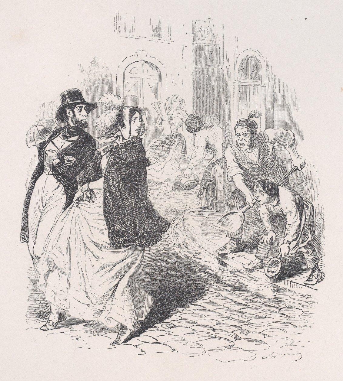 Só em todos os lugares há torneiras, regadores de qualquer formato, pás e potes de qualquer tamanho..., 1843. de Jean Ignace Isidore Gérard