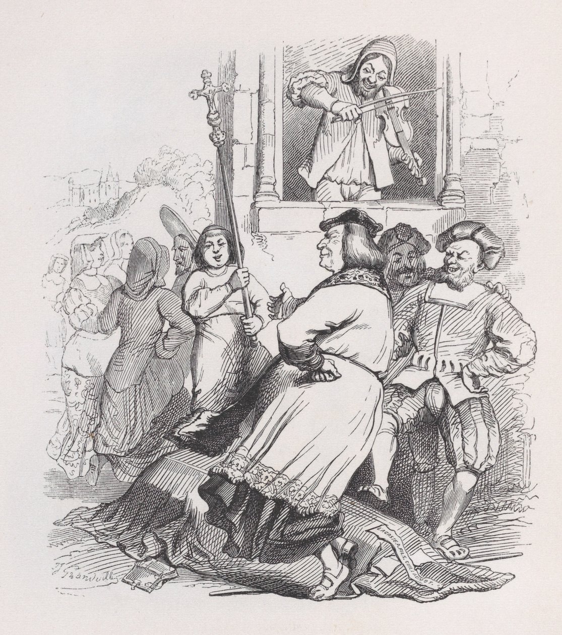 O Violinista de Meudon de The Complete Works of Béranger, 1836. de Jean Ignace Isidore Gérard