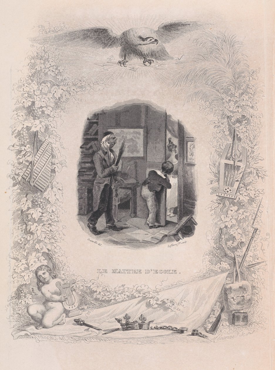 O mestre-escola de The Songs of Béranger, 1829. de Jean Ignace Isidore Gérard