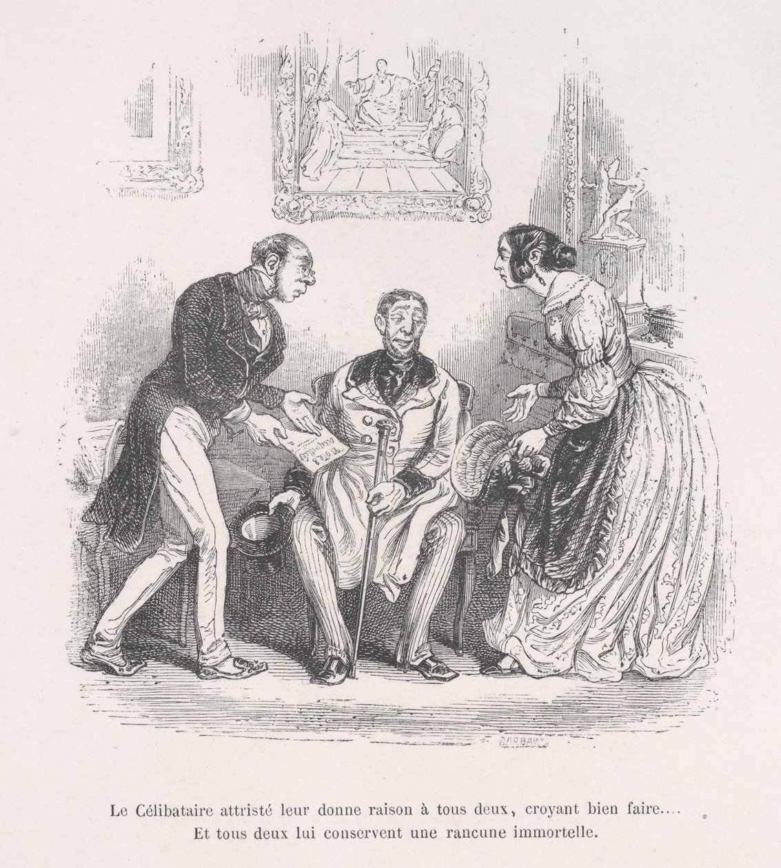 A viúva enlutada dá a ambos o direito de fazer o bem... E ambos retêm um eterno..., 1843. de Jean Ignace Isidore Gérard