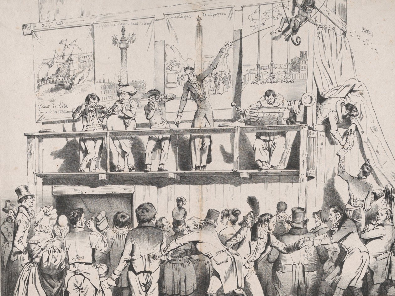 Zing! Zing! Boom Boom Boom!!! The Show of the Grrrreat Political Tumblers, agosto de 1833. de Jean Ignace Isidore Gérard