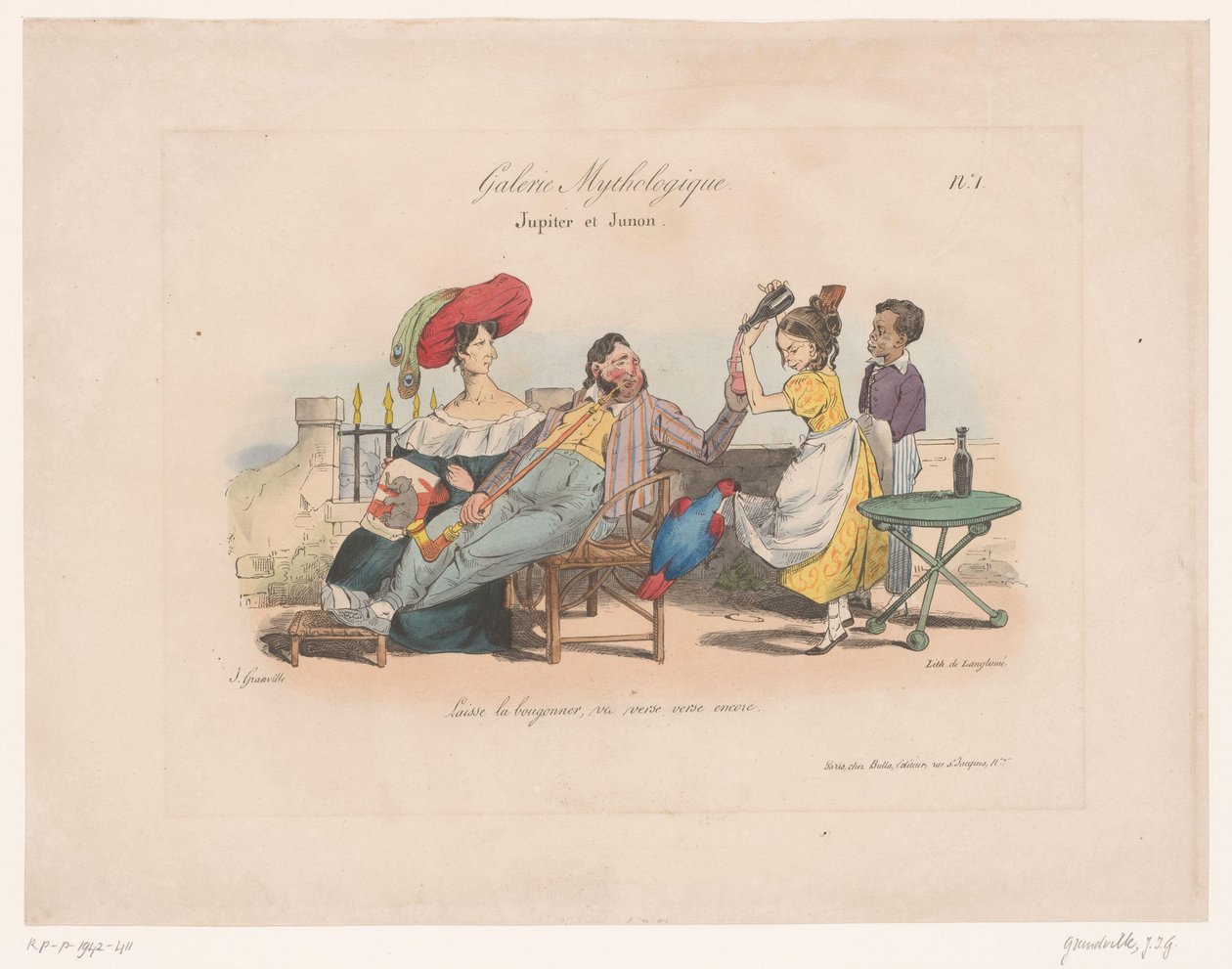 Júpiter e Juno recebem néctar de Hebe
Júpiter et Junon (título sobre o objecto)
Placas mitológicas (título da série)
Galerie Mythologique (título da série sobre o objecto) de Jean Ignace Isidore Gérard Grandville