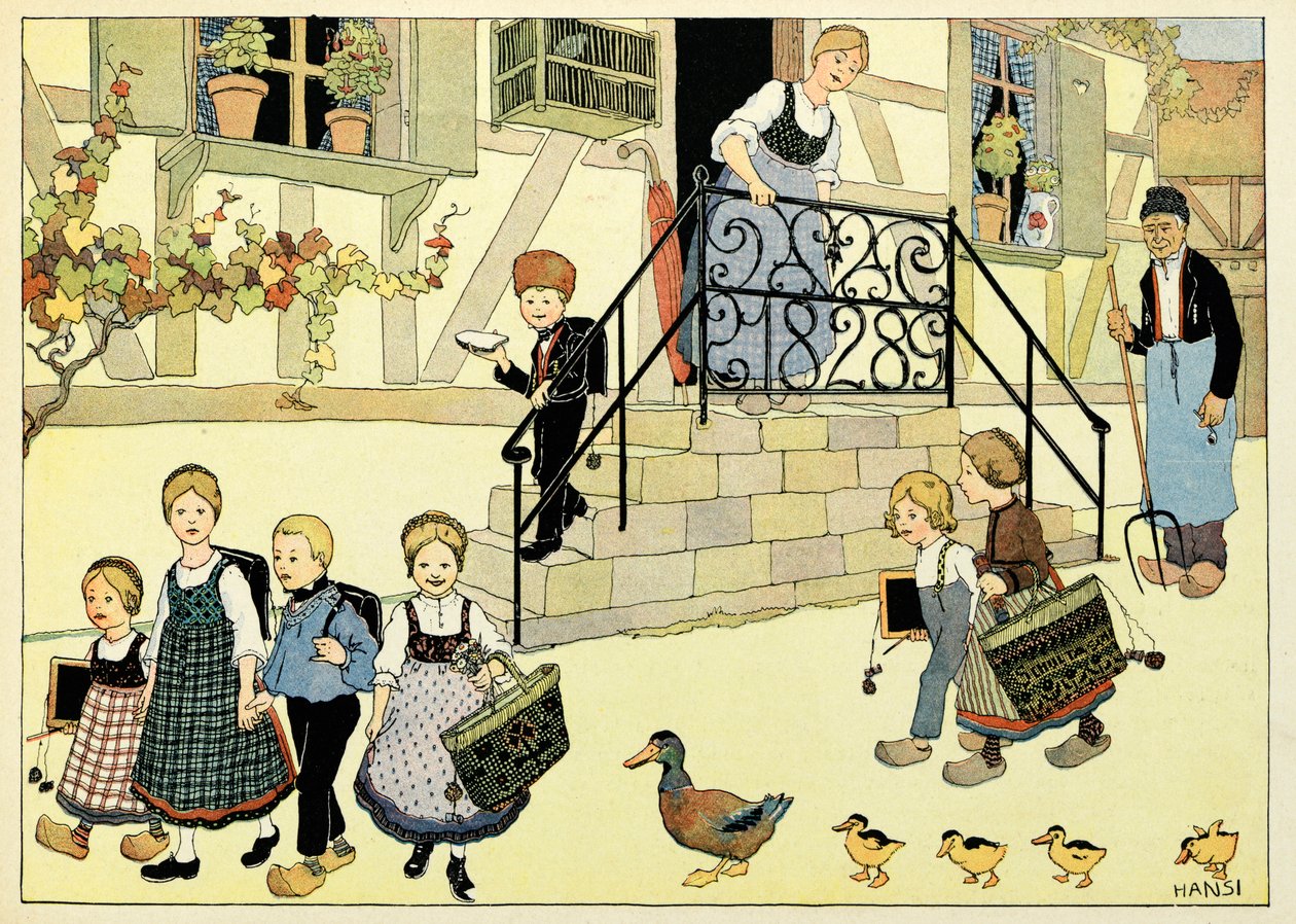 A minha aldeia, aqueles que não se esquecem:Partida para a escola; de Jean Jacques (1873 1951) Waltz