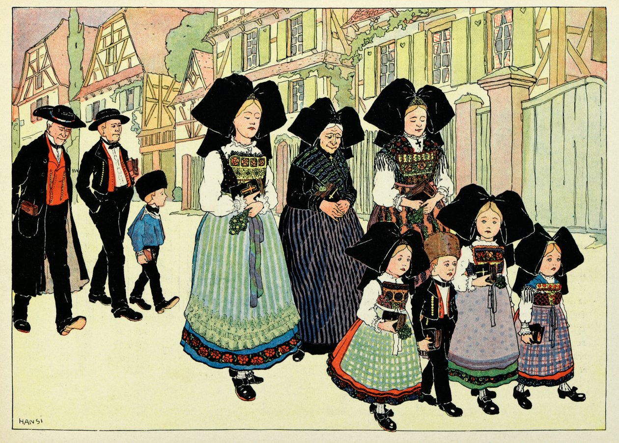 A minha aldeia, aqueles que não se esquecem:fora da igreja; de Jean Jacques (1873 1951) Waltz