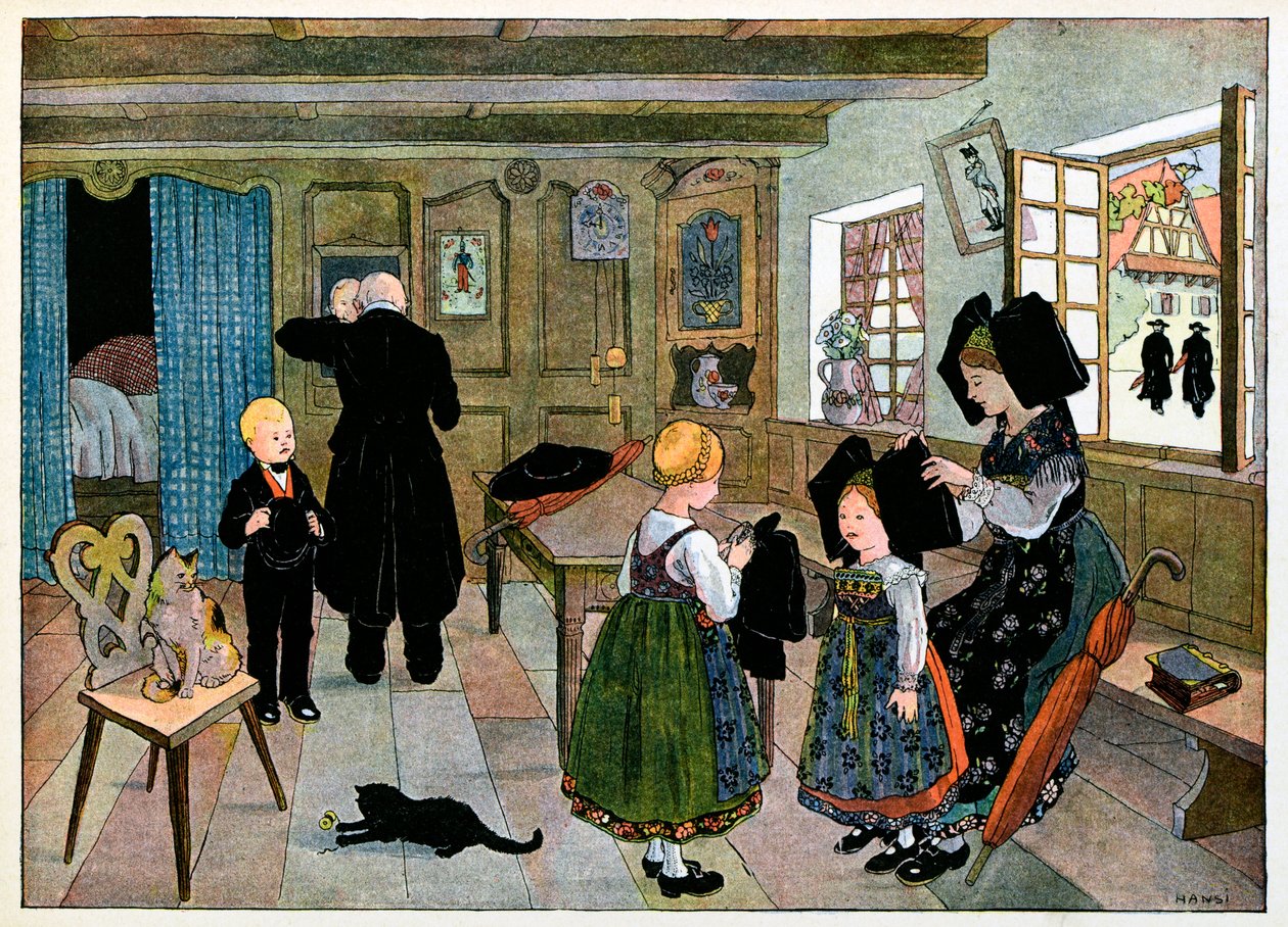 A minha aldeia, aqueles que não se esquecem: Domingo de manhã, preparação para a igreja; de Jean Jacques (1873 1951) Waltz