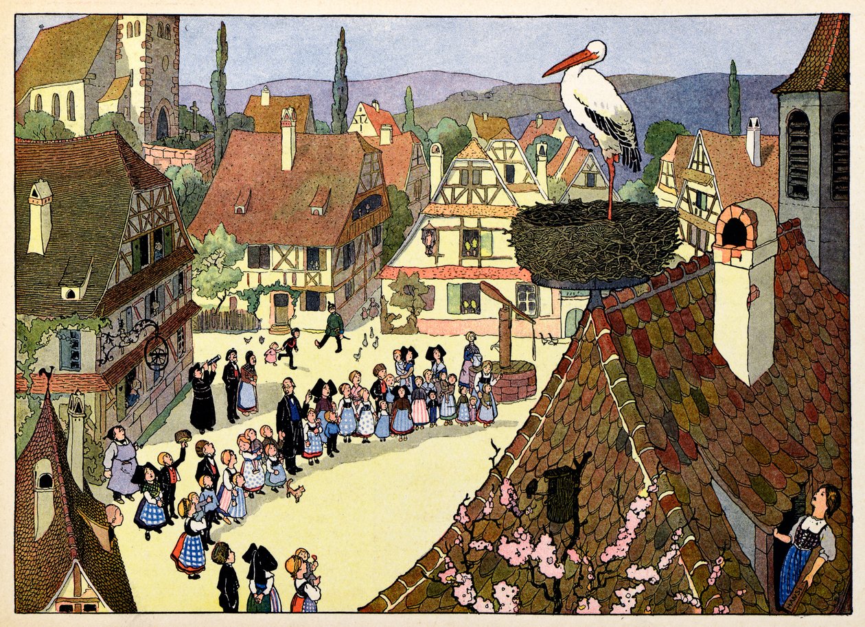 A minha aldeia, aqueles que não se esquecem:A chegada da cegonha; de Jean Jacques (1873 1951) Waltz