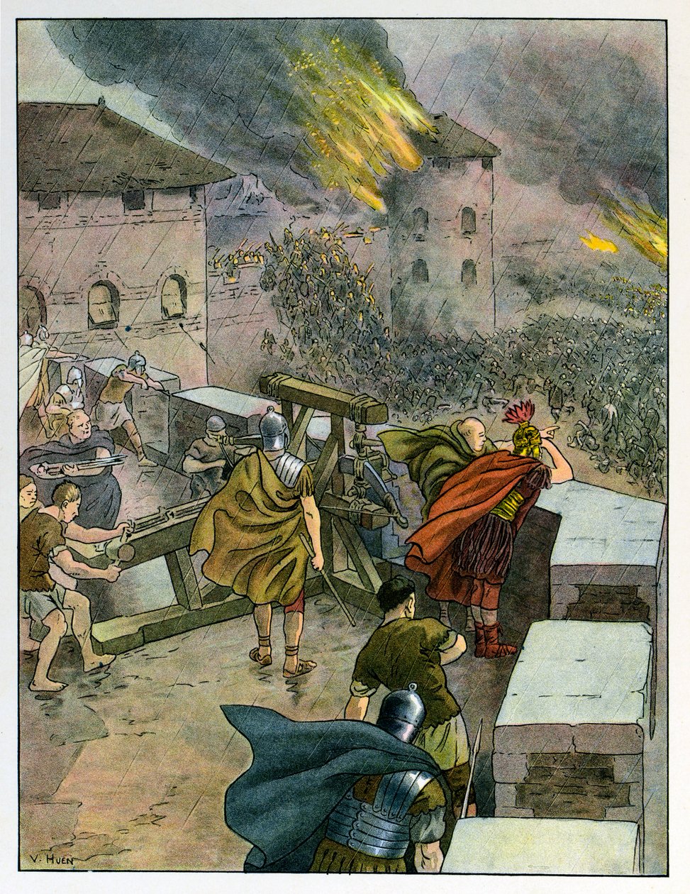 A história da Alsácia conta as crianças; fim do domínio romano, os romanos defendem as cidades contra os invasores francos; de Jean Jacques (1873 1951) Waltz