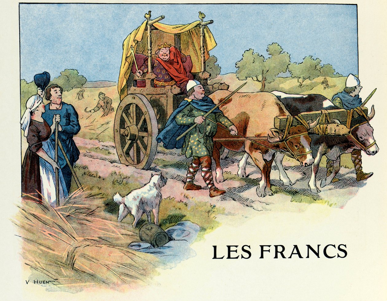 A história da Alsácia conta as crianças pelo Tio Hansi por Jean Jacques Waltz dit Hansi (1873-1951), colecção privada: Os Francos, rei preguiçoso; Atenção! A utilização desta obra pode ser sujeita a um pedido de autorização de terceiros ou a taxas adiciona de Jean Jacques (1873 1951) Waltz