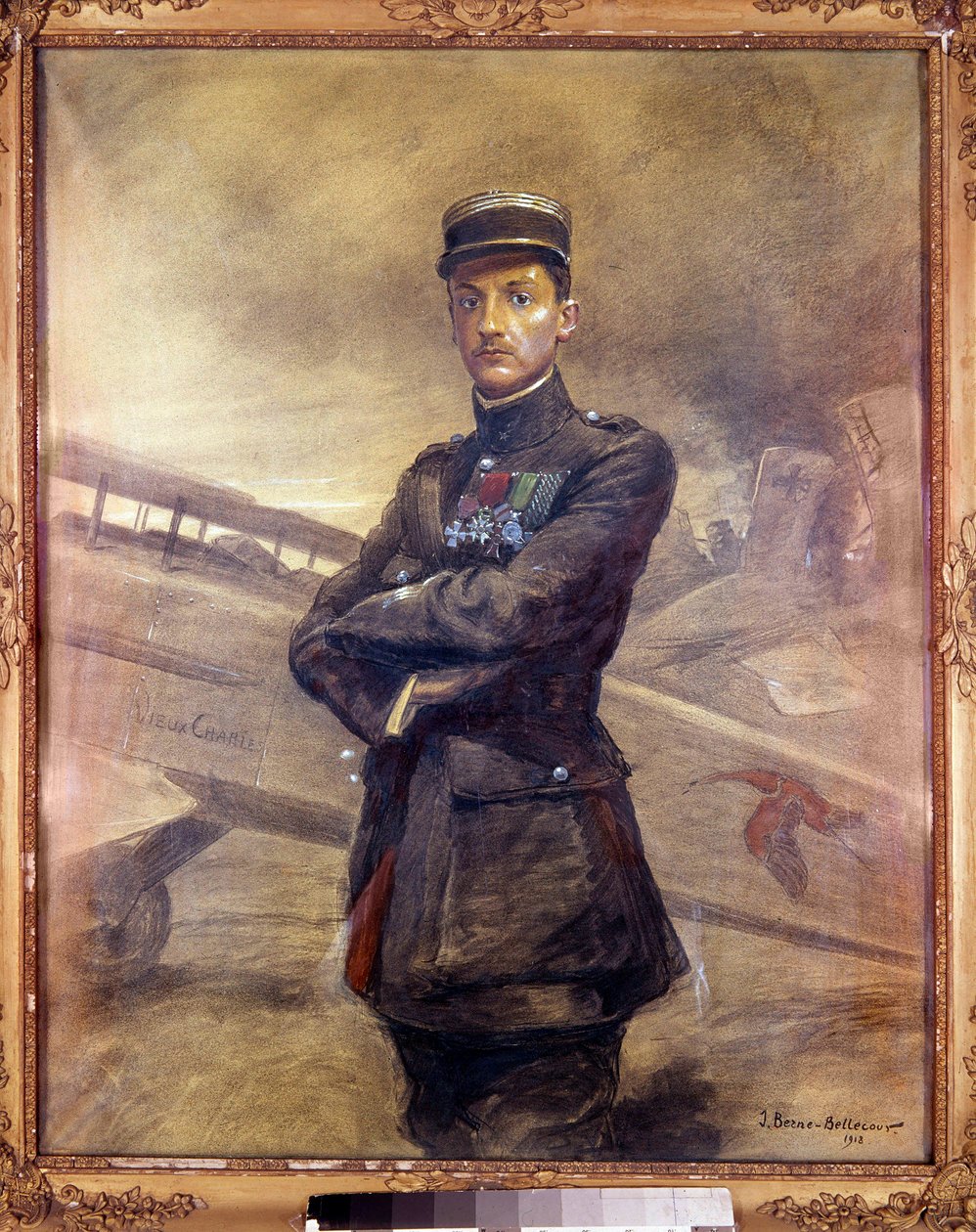 Retrato de Georges Guynemer (1894-1917) Ele é um piloto francês da Primeira Guerra Mundial. 1918. Pintura de Jean Jacques Berne Bellecour (1874 -?) , século XX. Paris, Musee de l