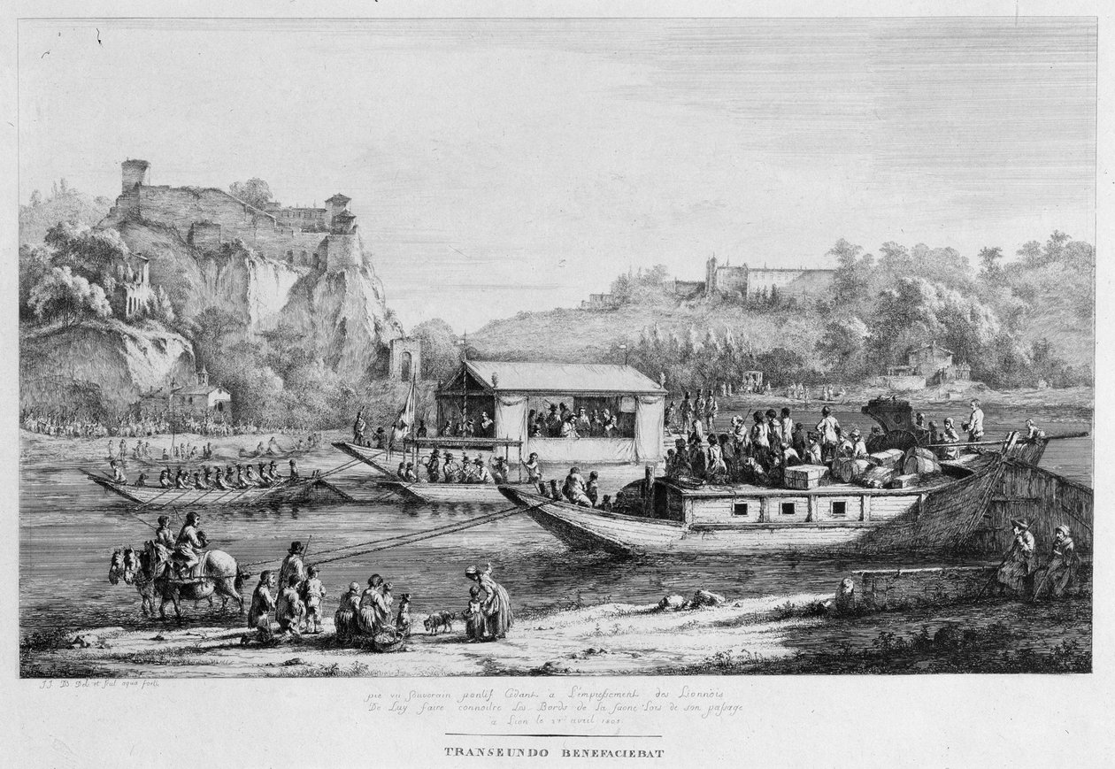 Viagem de barco no Sena, 1803.   de Jean Jacques Boissieu de