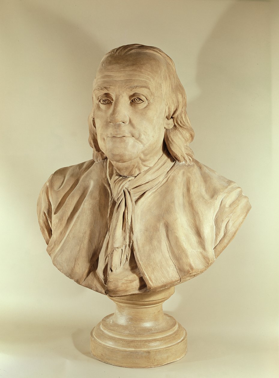 Busto de Benjamin Franklin (terracota) de Jean Jacques Caffieri