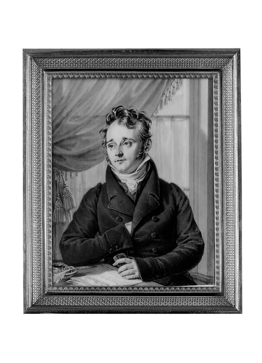 Um jovem poeta (sépia no painel) de Jean Jacques Casimir Karpff