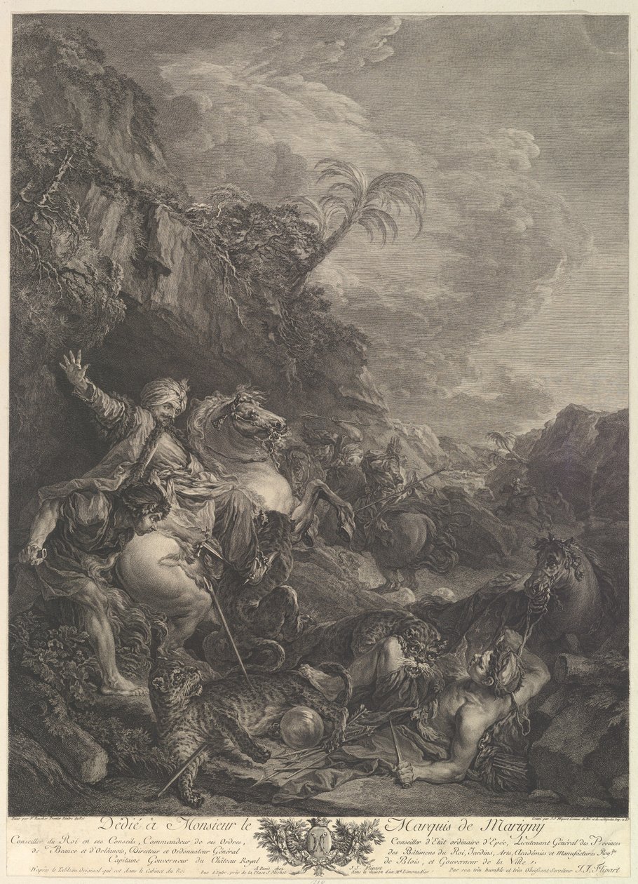 La Chasse au Tigre A perseguição ao tigre, século XVIII. de Jean Jacques Flipart