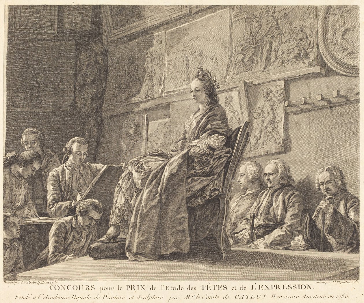 Concurso para o Prêmio para o Estudo de Cabeças e Expressão de Jean Jacques Flipart after Charles Nicolas Cochin II