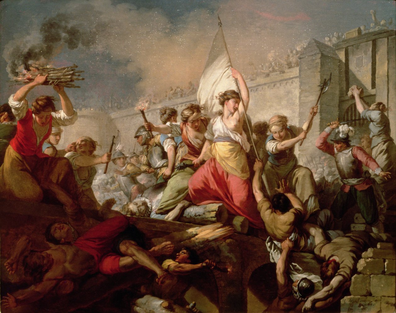 Jeanne Hachette no cerco de Beauvais em 1472, 1778 de Jean Jacques Francois Le Barbier