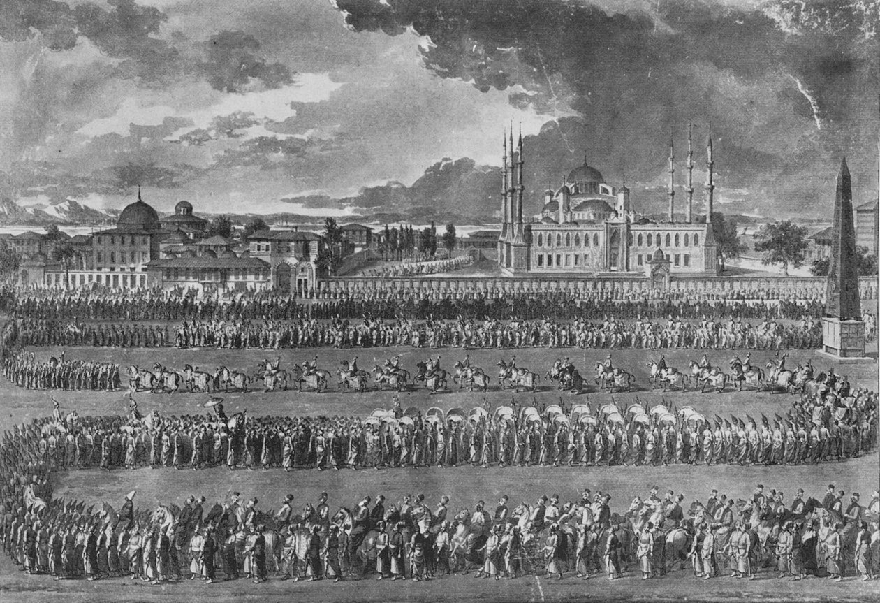 Procissão do sultão no hipódromo de Jean Jacques Francois Le Barbier