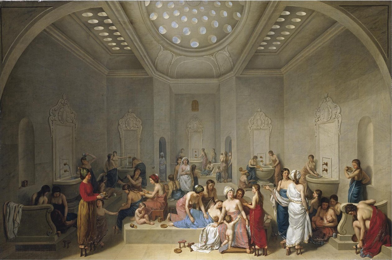 Banho Turco Hammam, 1785 de Jean Jacques Francois Le Barbier