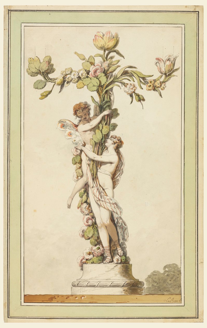 Desenho, Castiçal de porcelana, 1770-80 de Jean Jacques Francois Le Barbier