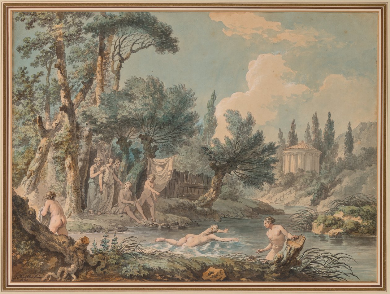 Nus em uma paisagem de Jean Jacques François Lebarbier, called Le Barbier L’Aîné