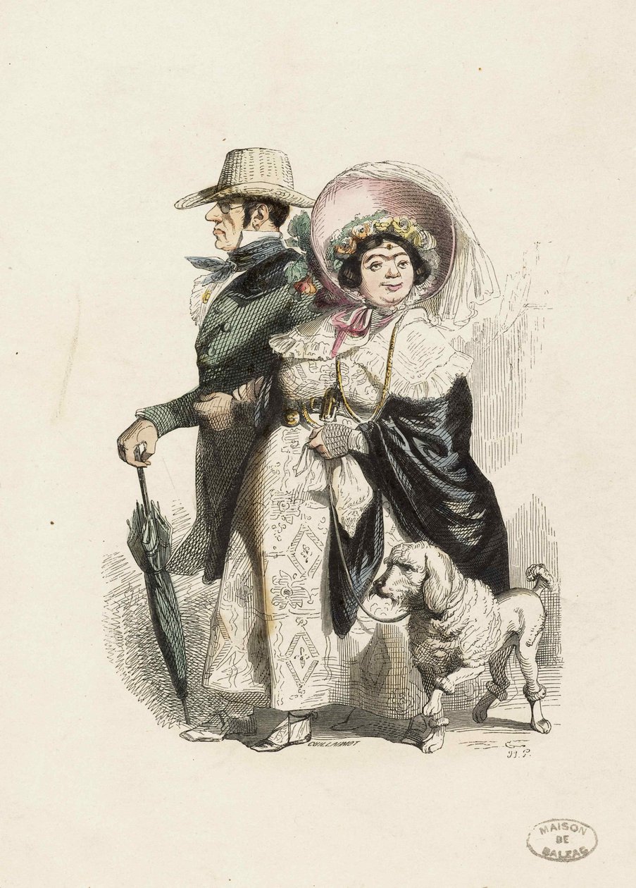 A Rentier e sua esposa, 1840. de Jean Jacques Grandville