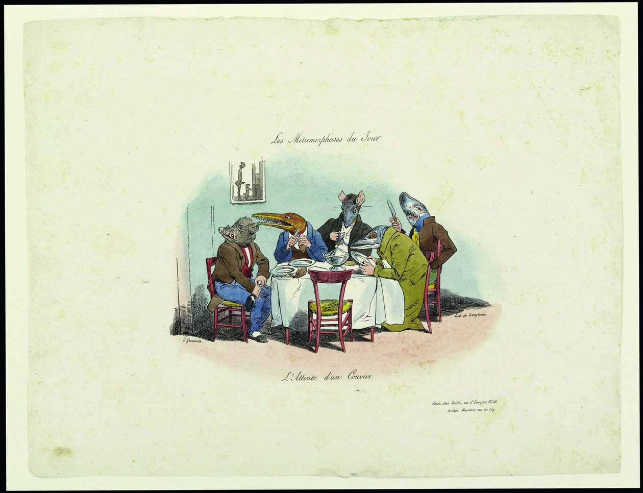 As metamorfoses de hoje. À espera de um convidado As Metamorfoses do dia. Esperando o gue de Jean Jacques Grandville