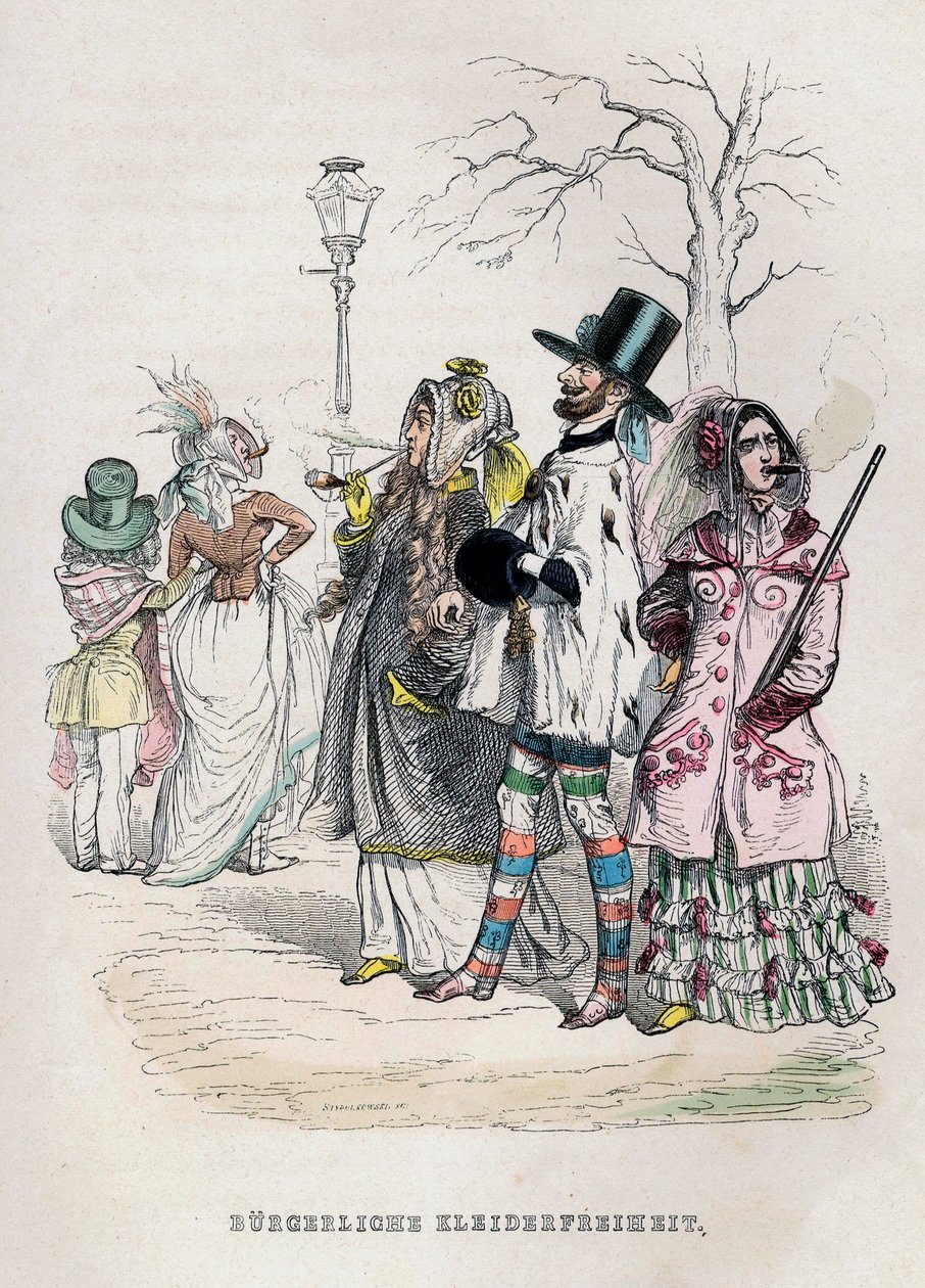 Liberdade de vestir das mulheres, década de 1840. de Jean Jacques Grandville