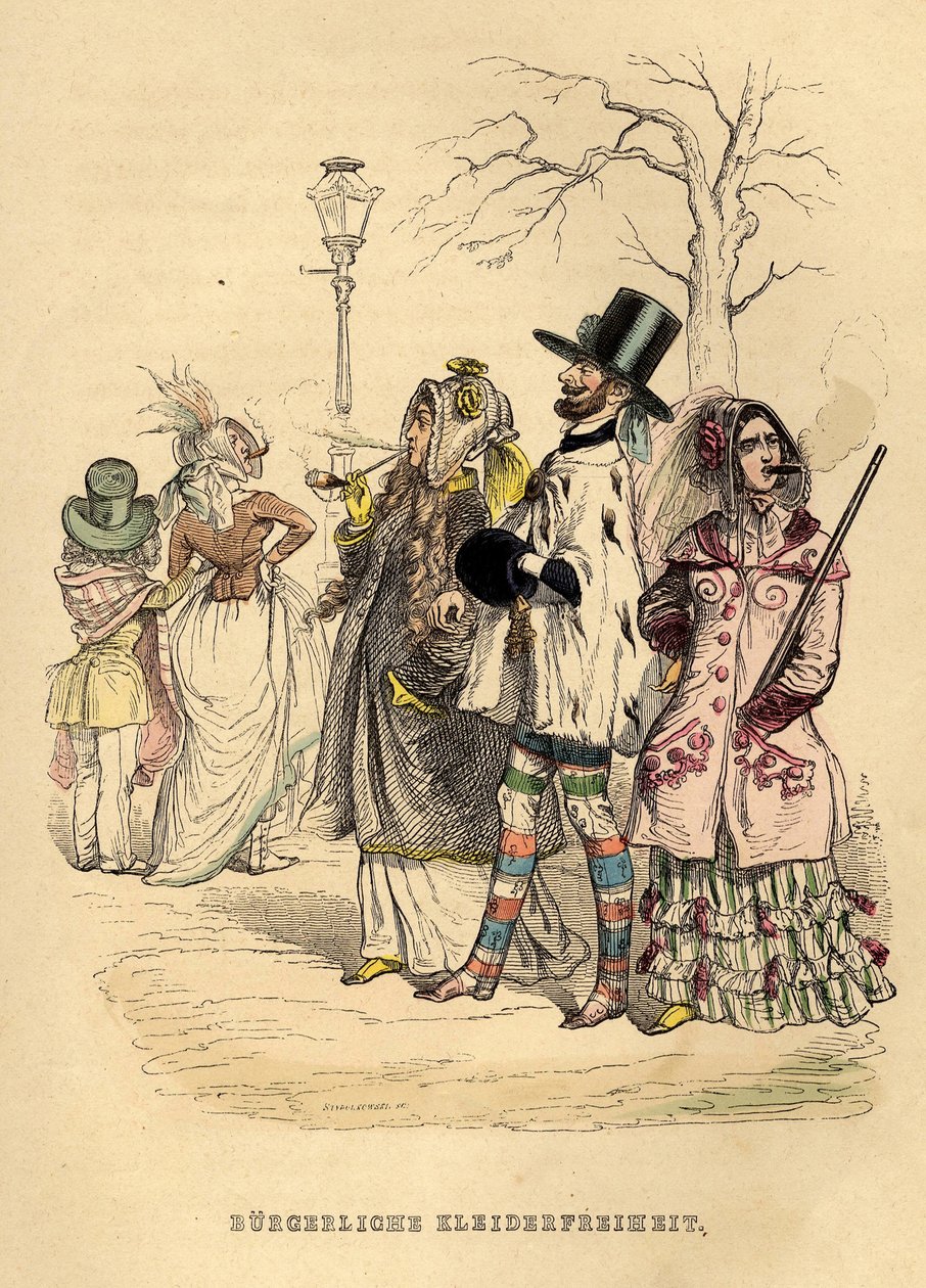 Liberdade de vestir das mulheres, década de 1840 de Jean Jacques Grandville