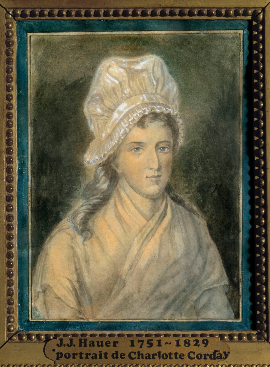 Retrato de Charlotte Corday (1768-1793) Pintura de Jean Jacques Hauer (1751-1829) Século XVIII. Versailles. Museu Lambinet de Jean Jacques Hauer