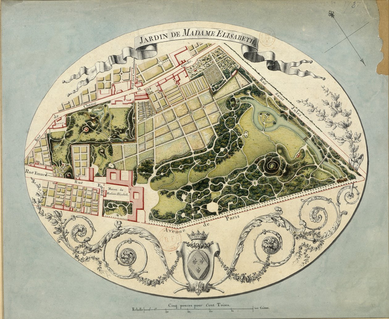 Plano da propriedade de Montreuil de Madame Elisabeth, 1788 de Jean Jacques Huvé