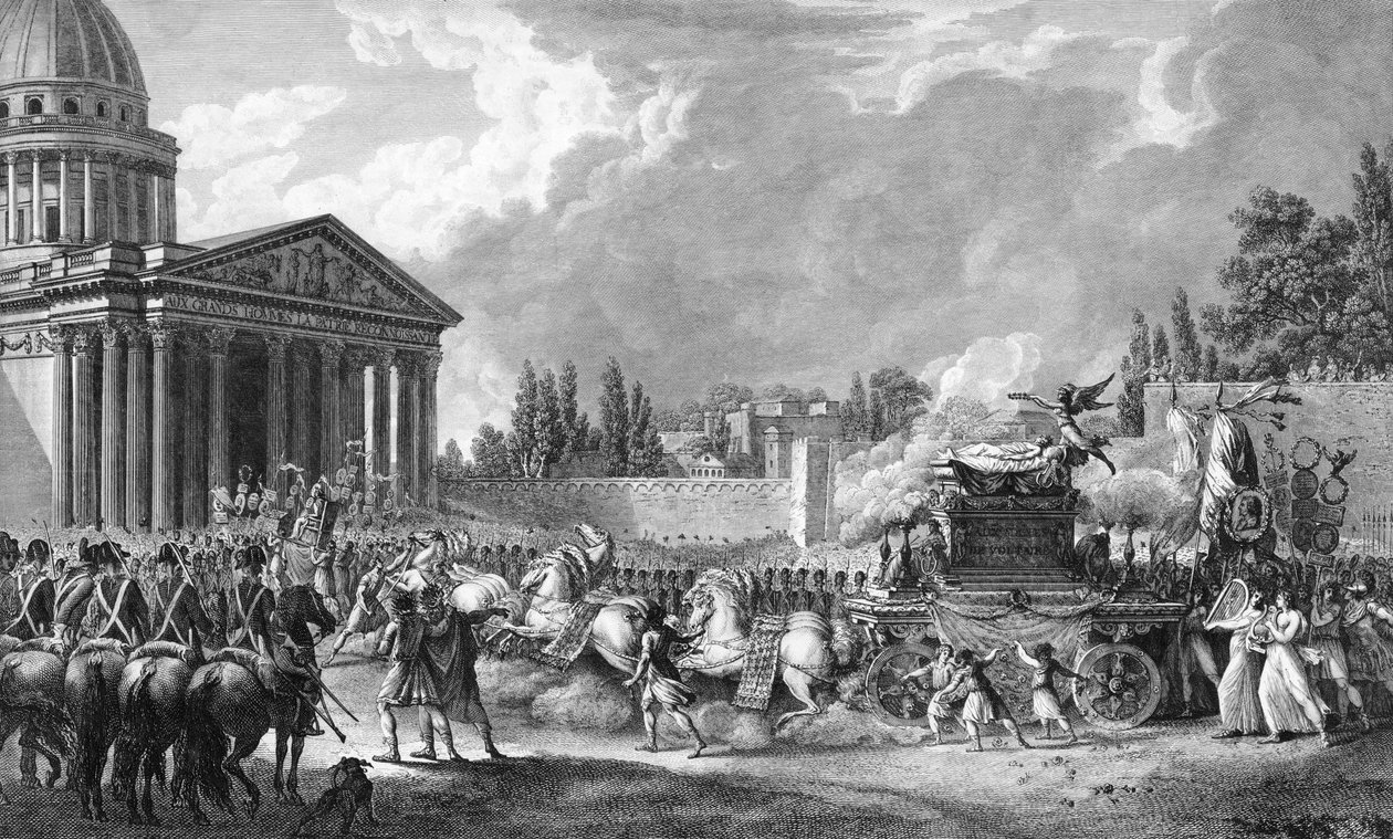 Transporte das cinzas do escritor Voltaire para o Pantheon, Paris de Jean Jacques II Lagrenee