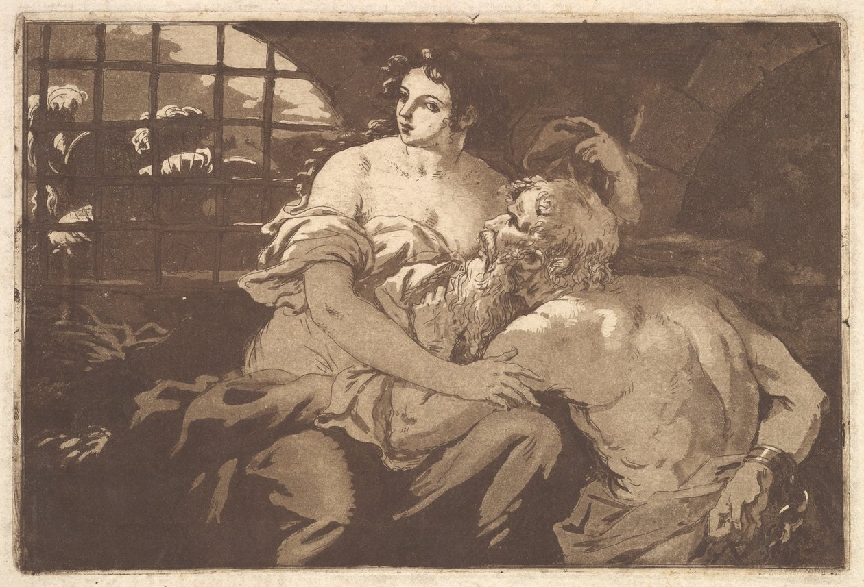 La charité romain Roman Charity, num álbum contendo Recueil de Compositions par..., 1782-1821. de Jean Jacques Lagrenee