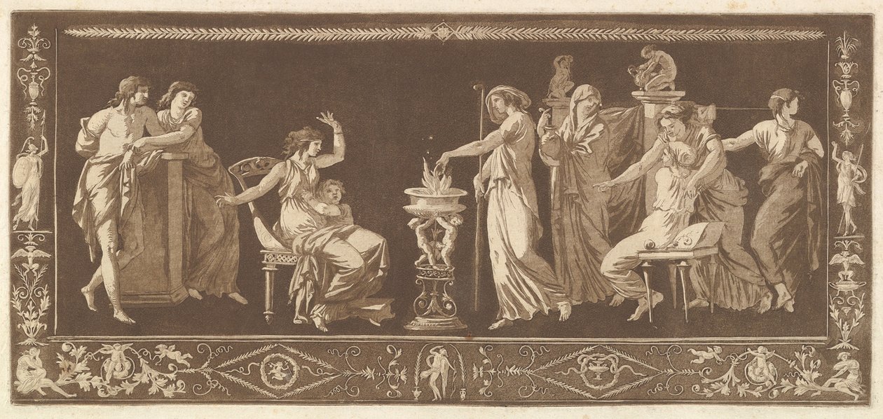 Cena de Sacrifício Antigo Sacrifício, da Coleção de Diferentes Composições Frieses e..., 1784. de Jean Jacques Lagrenee