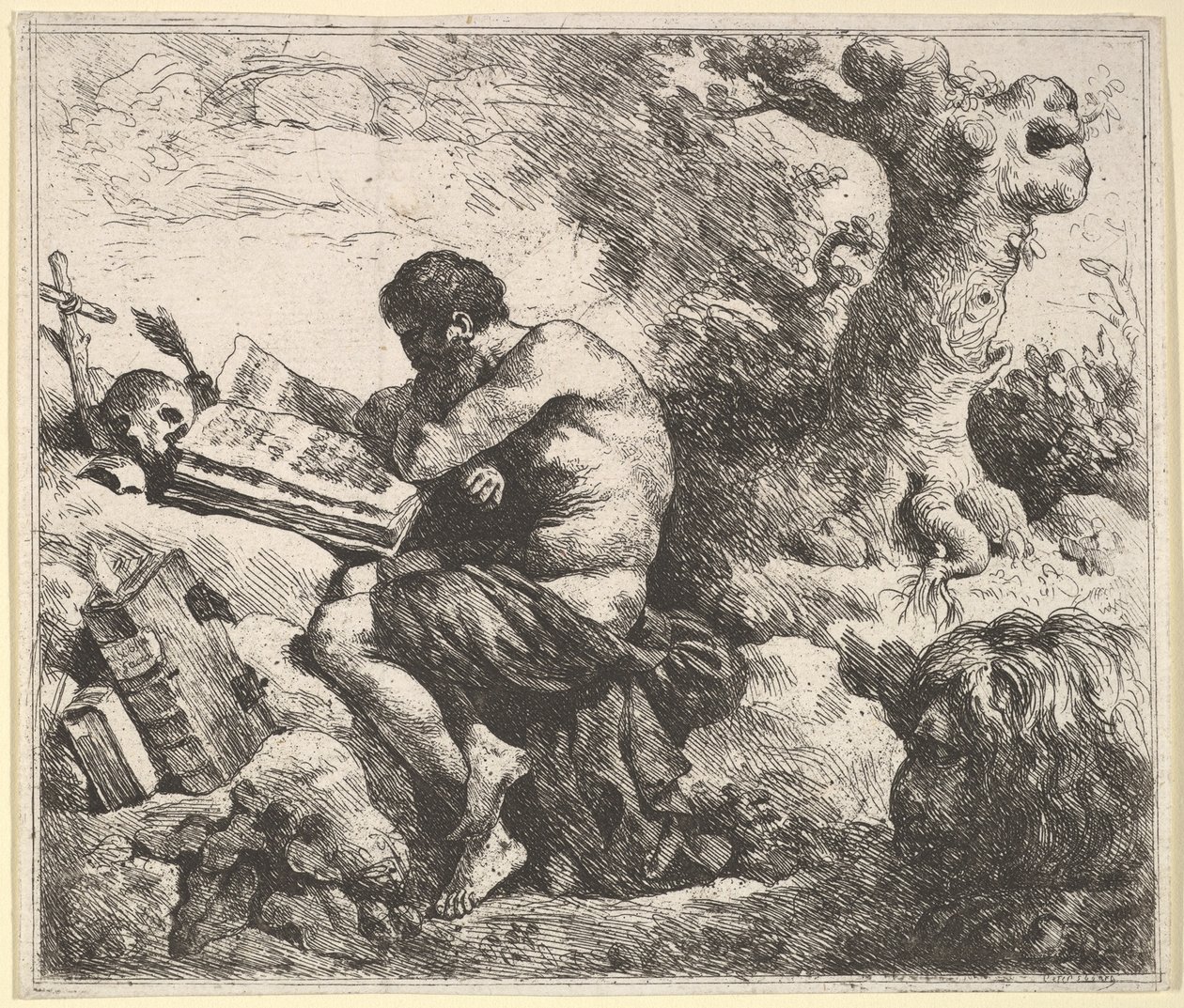 São Jerônimo em uma paisagem, 1762-63. de Jean Jacques Lagrenee