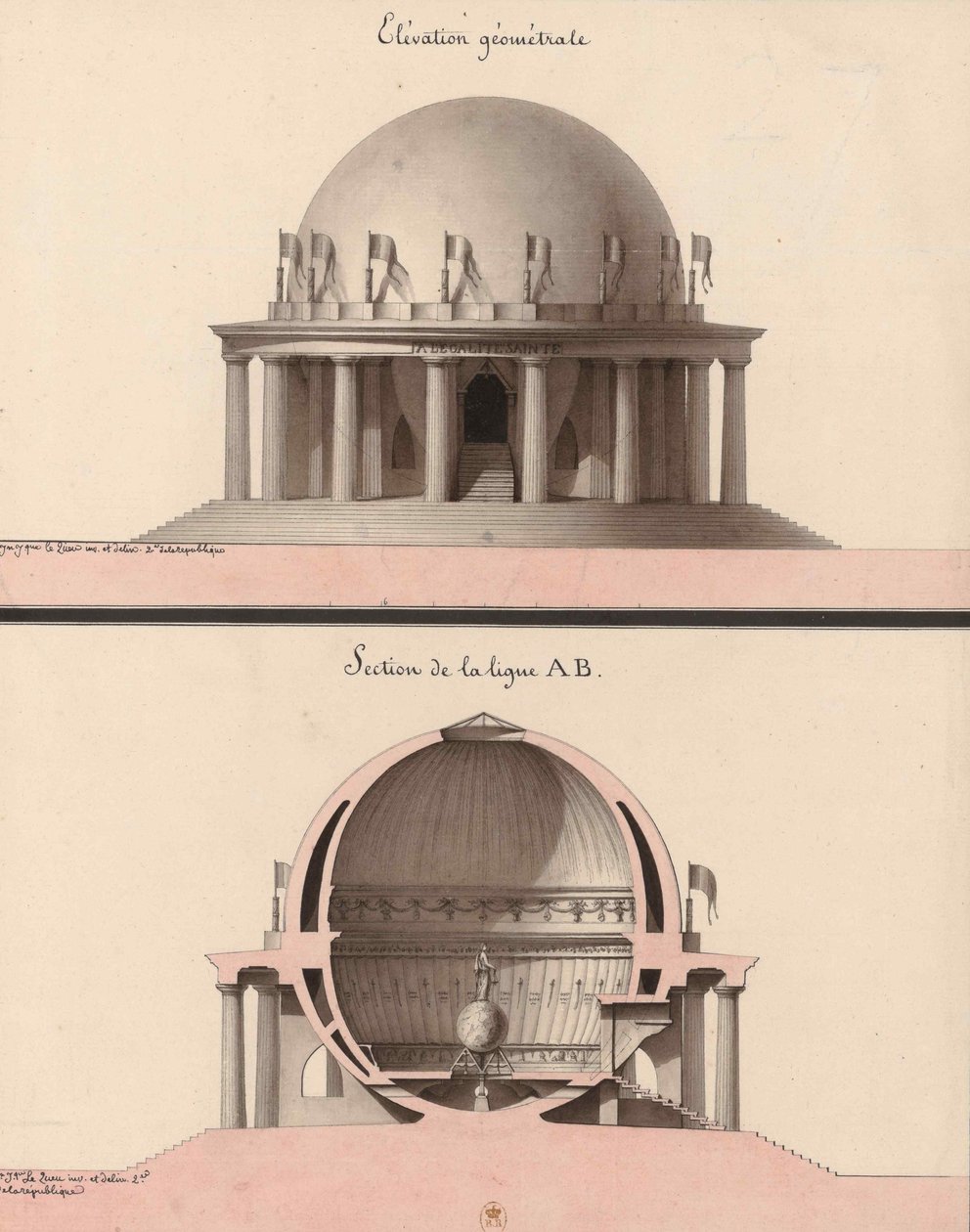 Elevação de um templo à igualdade, para o jardim do filósofo. de Jean Jacques Lequeu
