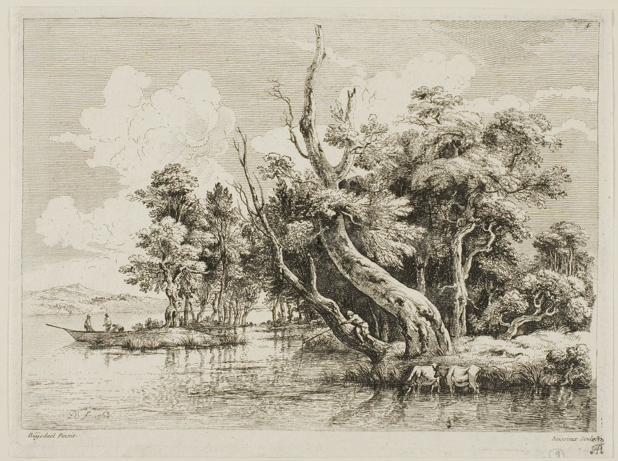 Grupo de árvores perto da água de Jean Jacques de Boissieu