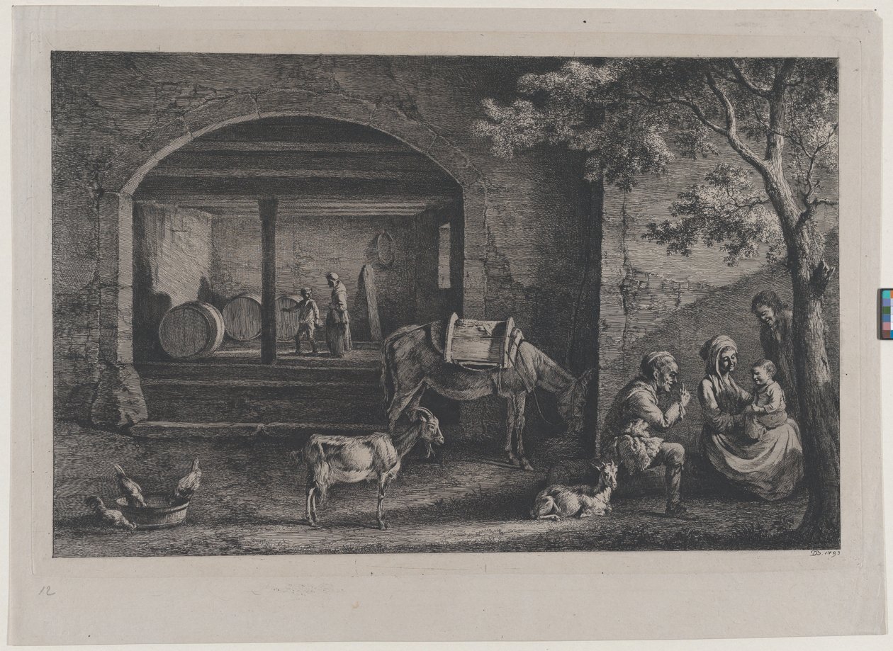 Interior de uma quinta em Saint-Jean-de-Touslas, 1793. de Jean Jacques de Boissieu