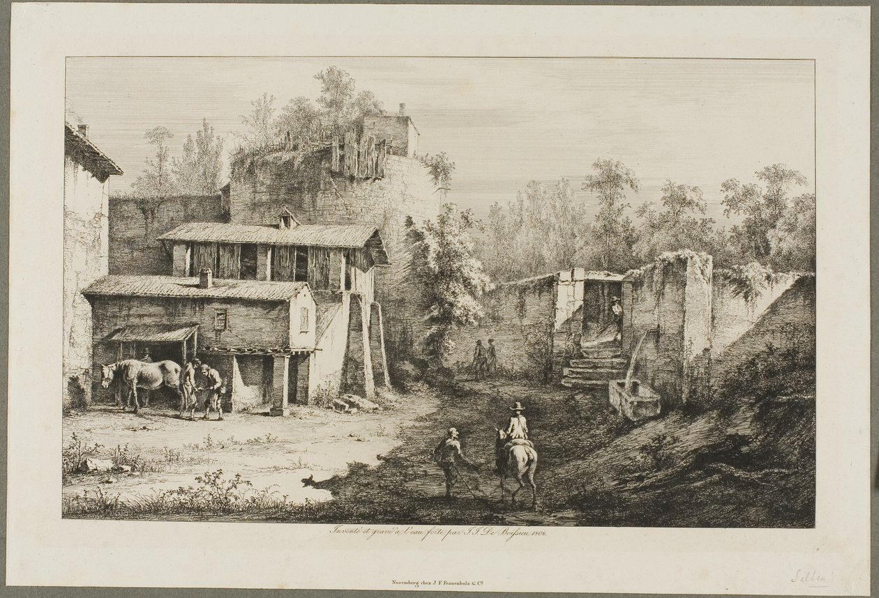 Paisagem com cavaleiro e ferreiro de Jean Jacques de Boissieu