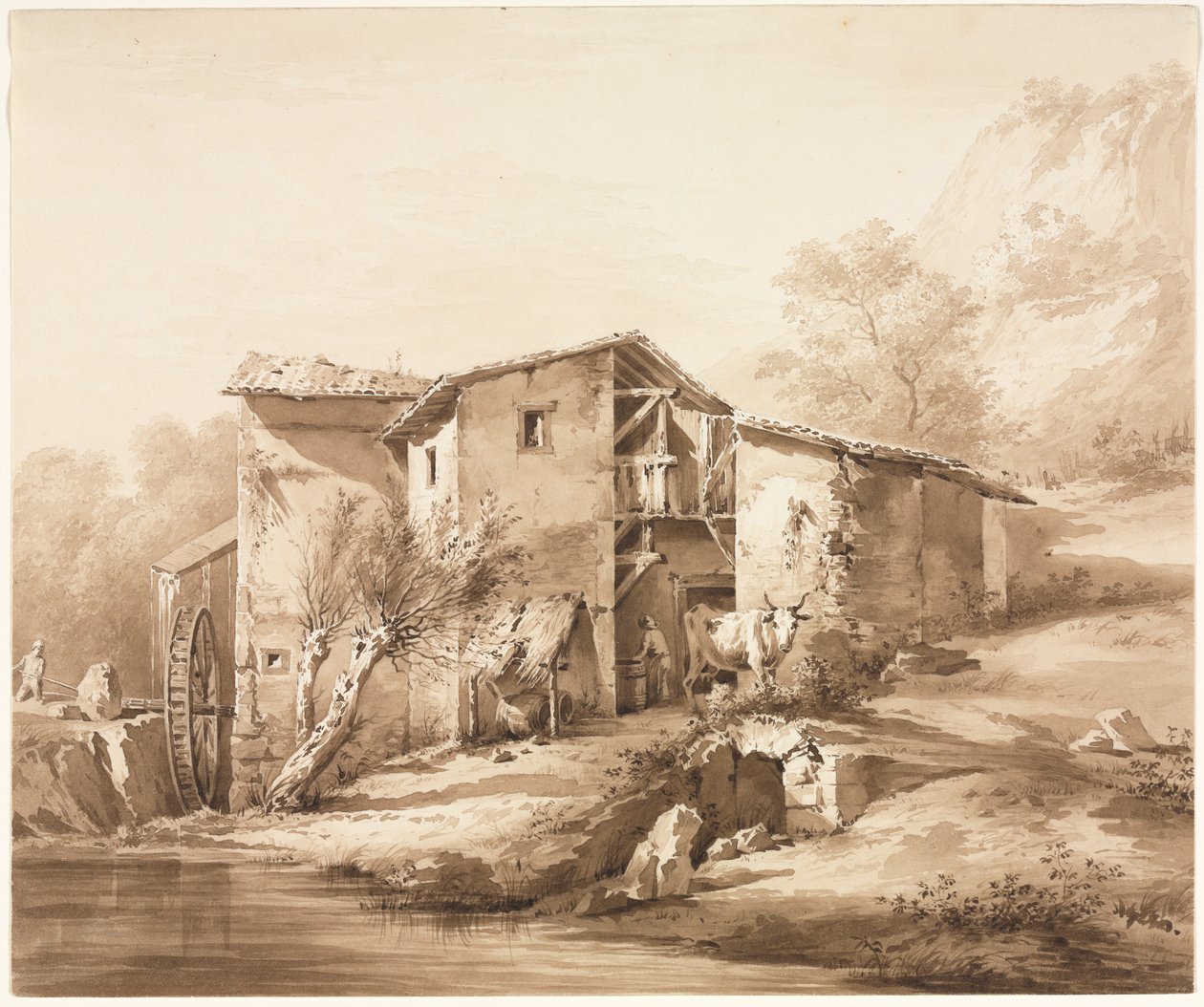 Paisagem com Watermill, c, 1790. de Jean Jacques de Boissieu