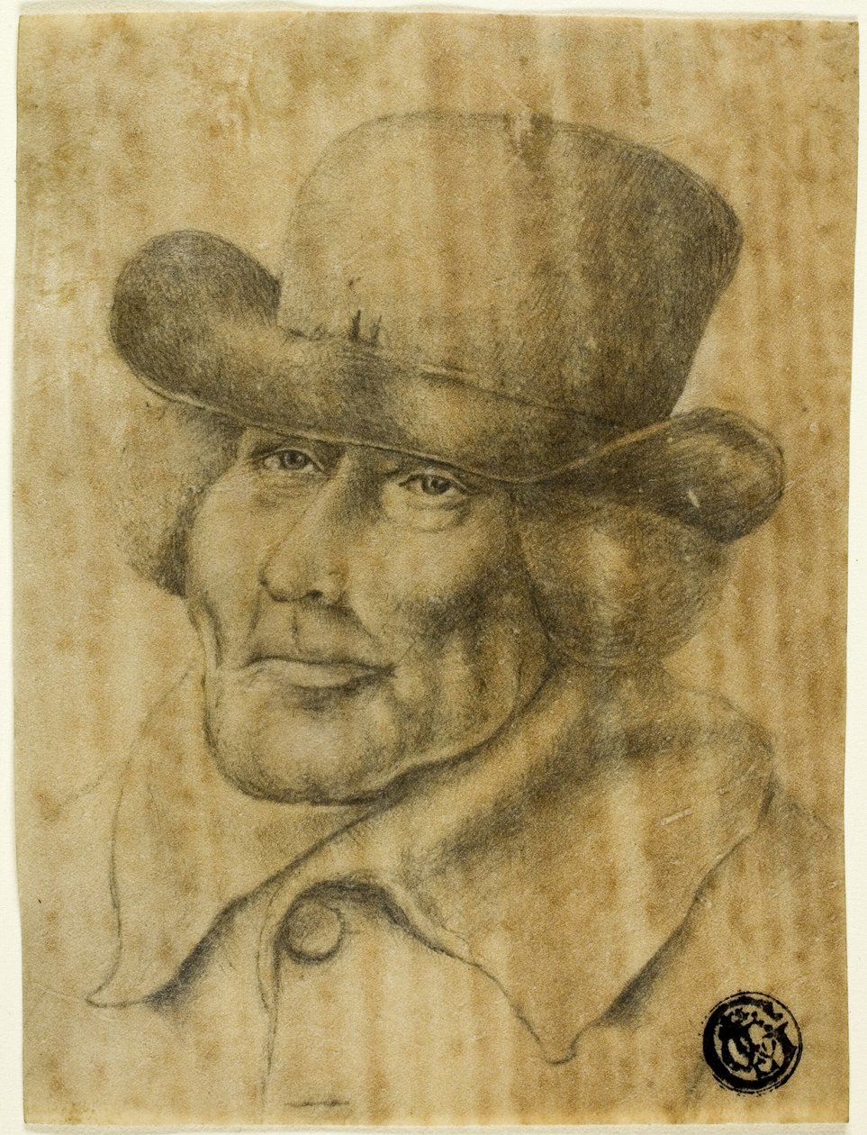 Busto de retrato de um velho usando chapéu e sobretudo de Jean Jacques de Boissieu