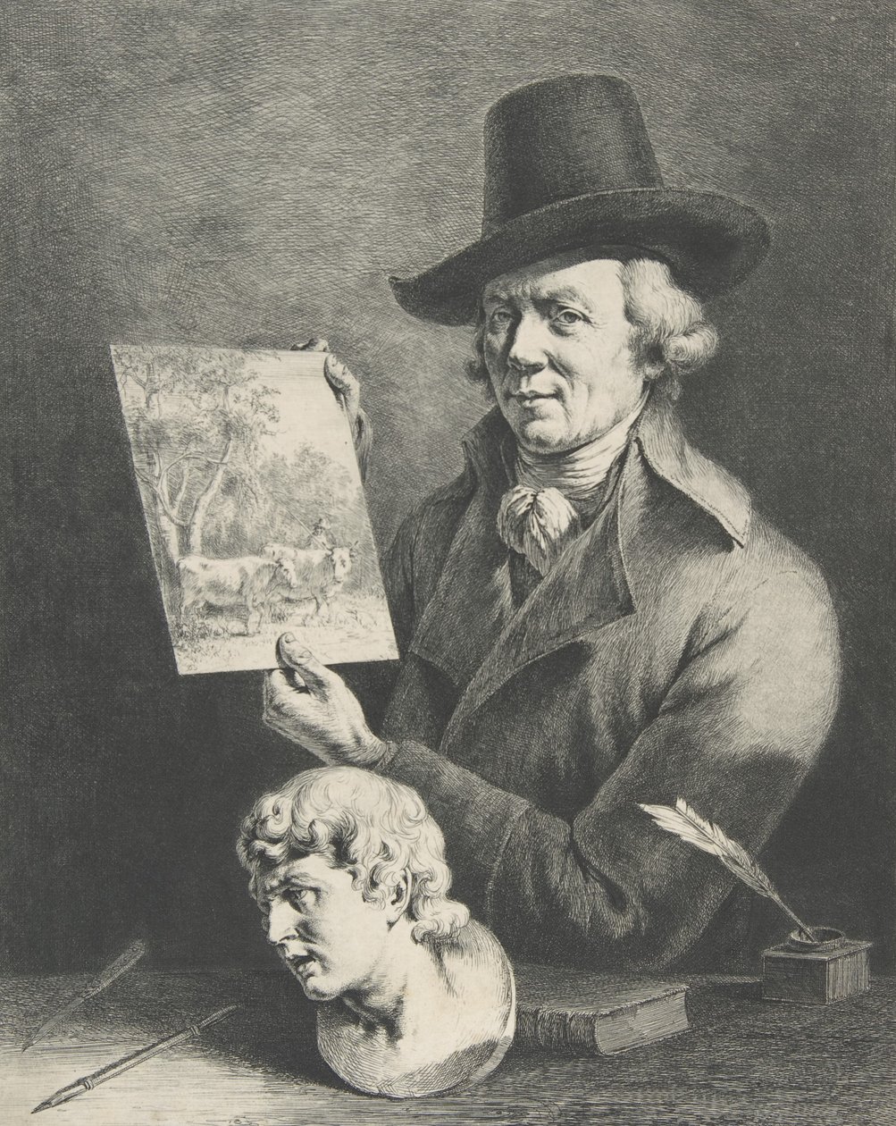 Auto-retrato com vacas, 1796. de Jean Jacques de Boissieu
