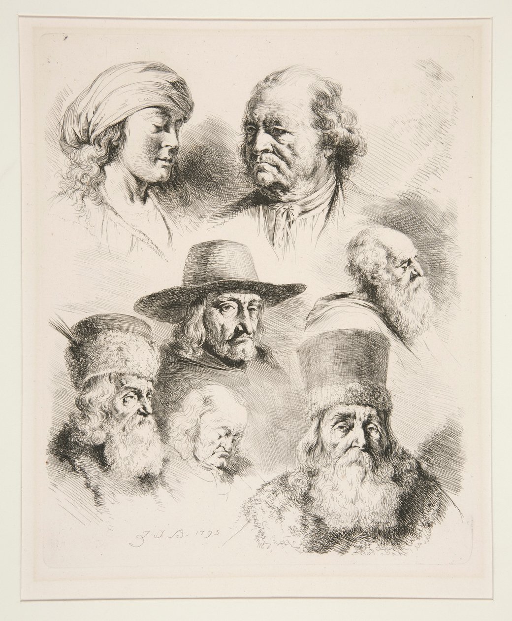 Sete cabeças de retrato de Jean Jacques de Boissieu