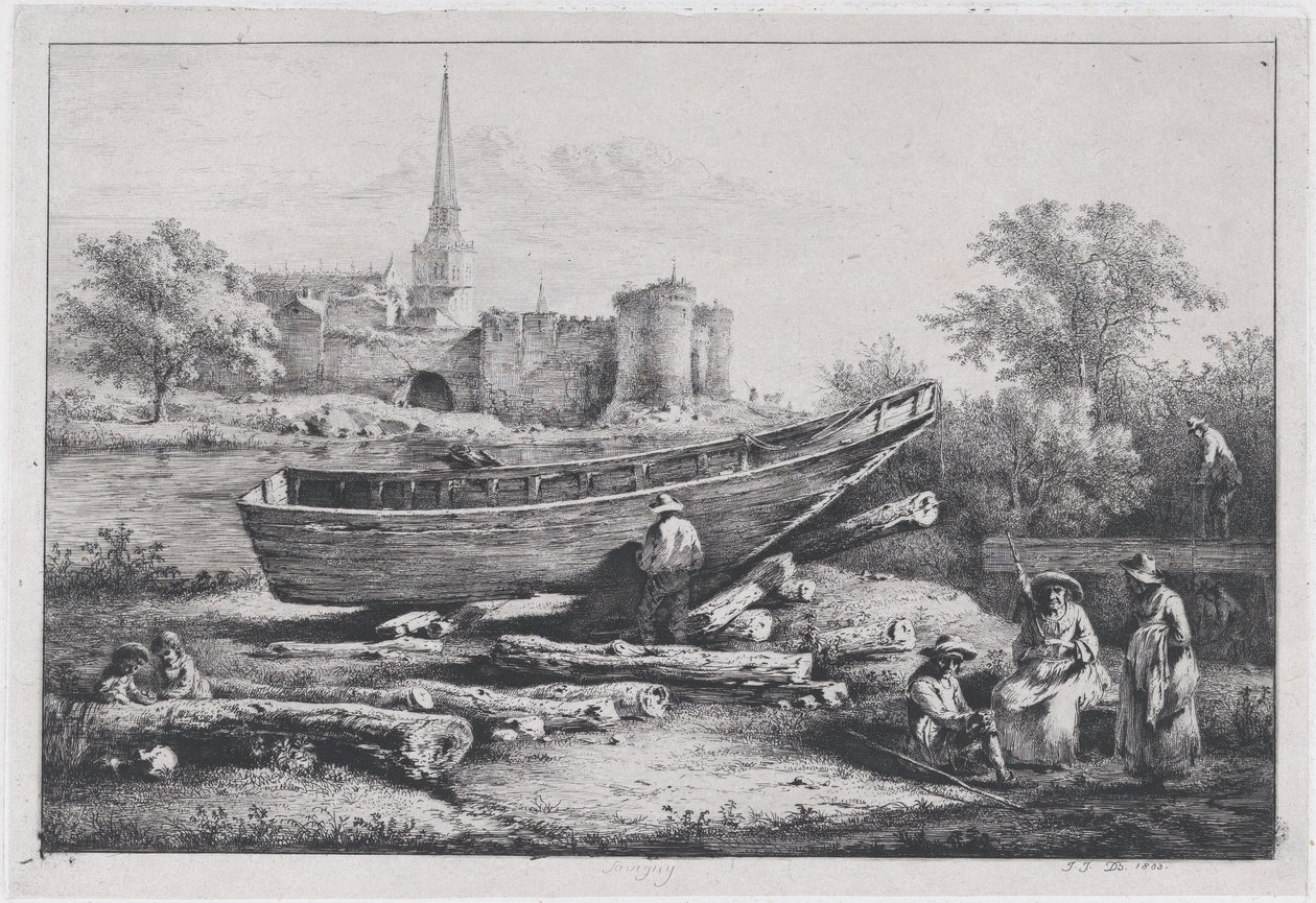 O canteiro de obras, em Savigny, 1803. de Jean Jacques de Boissieu