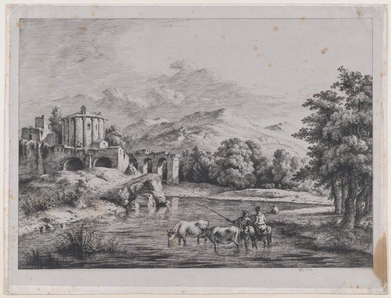 Vista do Templo de Vesta, 1774. de Jean Jacques de Boissieu