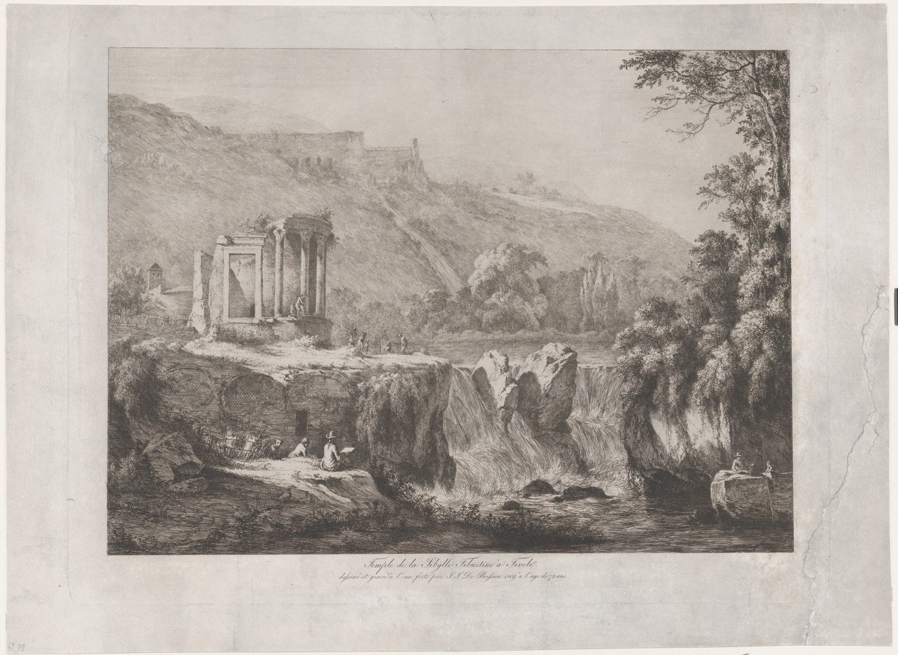 Vista do Templo da Sibila Tiburtina, 1809. de Jean Jacques de Boissieu