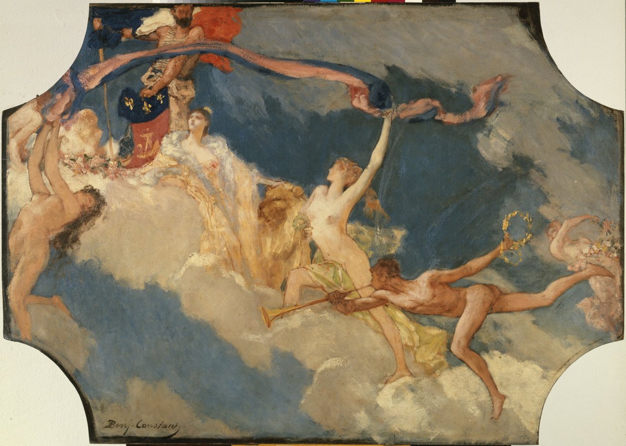 Esboço do salão de banquetes do Hôtel de Ville de Paris: a cidade de Paris convida o mundo para as suas festas de Jean Joseph Benjamin Constant